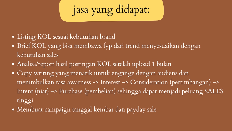 Pemasaran KOL - KOL SPECIALIST: Listing KOL - Brief KOL - Nego - Influencer NANO, MIKRO, MEGA- Campaign Brand - 9
