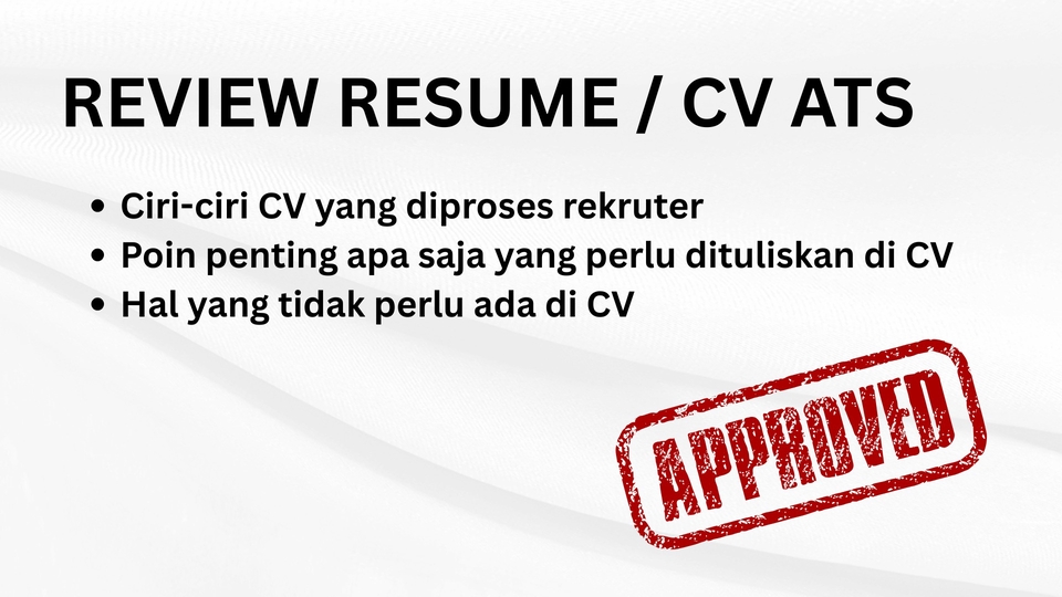 Review CV ATS dengan harapan bisa segera mendapatkan pekerjaan.