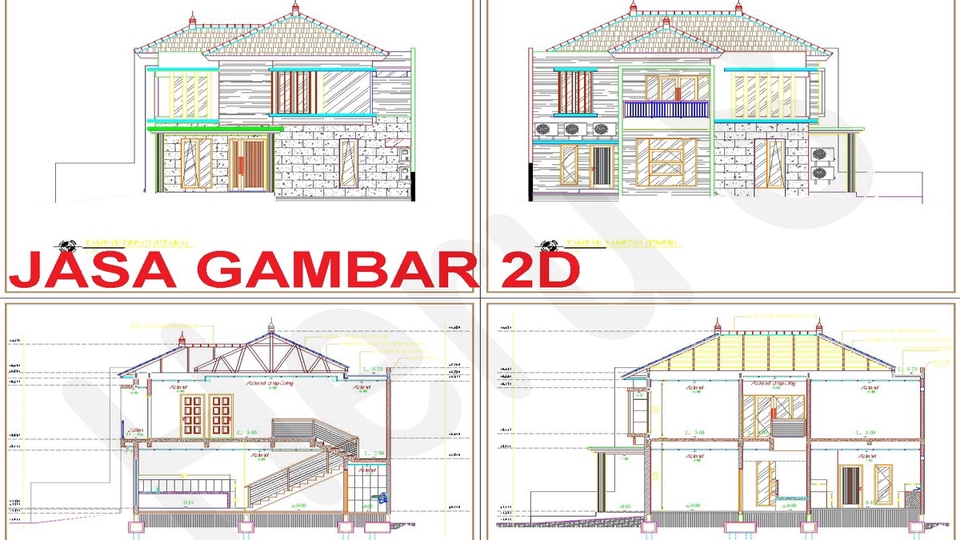 CAD Drawing - Gambar Arsitektur Struktur MEP Rumah Ruko Kantor Toko Gudang dll untuk IMB/PBG+Gambar Kerja Lengkap - 3