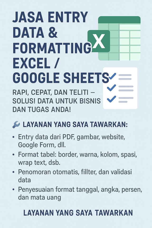 Entri Data - Entry Data / Formatting Excel / Google Sheets - 2