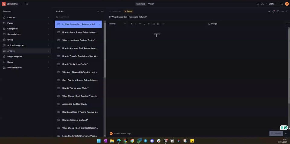 Pembuatan user guide untuk salah satu platform subscription