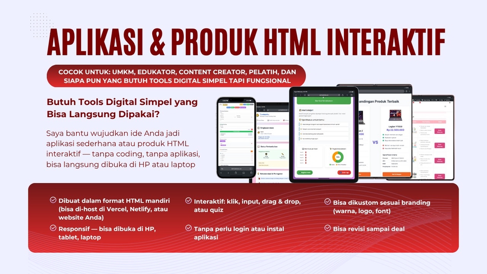 Jasa Pembuatan Aplikasi Mobile Profesional - Aplikasi web html interaktif tanpa coding, bisa di HP, cocok untuk UMKM & edukasi anak
