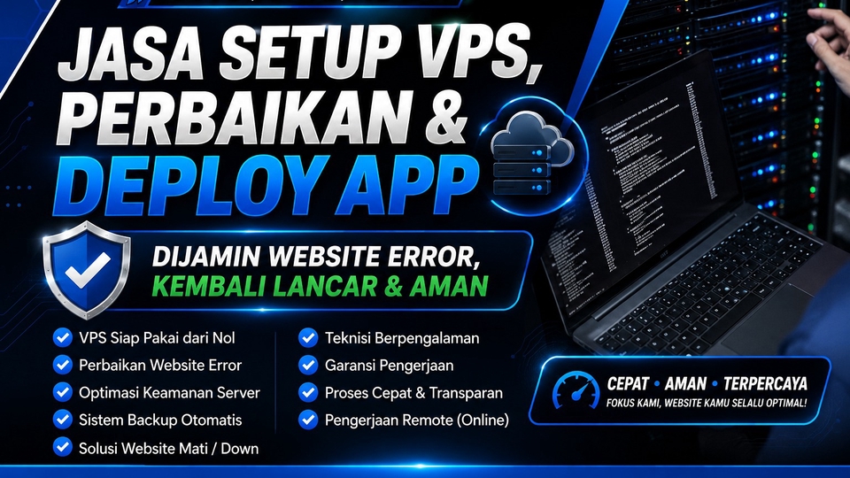 Jasa setup VPS Linux, perbaikan server error, install aaPanel cPanel, dan deploy website Docker.