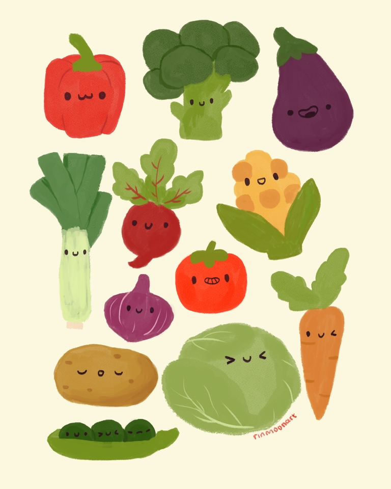 Illustrasi sayuran lucu untuk children 