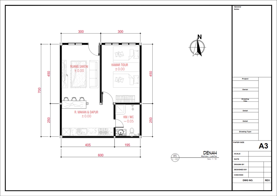 Denah - Desain Rumah 2 Lantai + Denah & 3D Rapi dan Estetis - 4