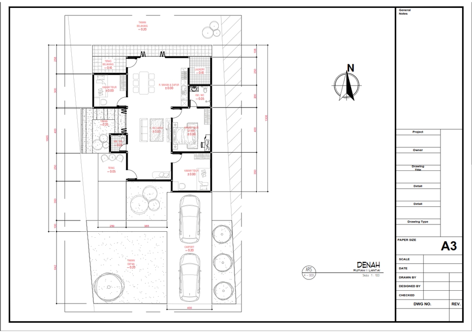Denah - Desain Rumah 2 Lantai + Denah & 3D Rapi dan Estetis - 5
