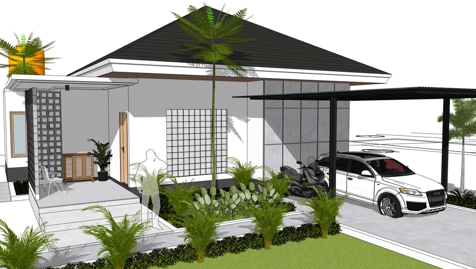 Denah - Desain Rumah 2 Lantai + Denah & 3D Rapi dan Estetis - 7