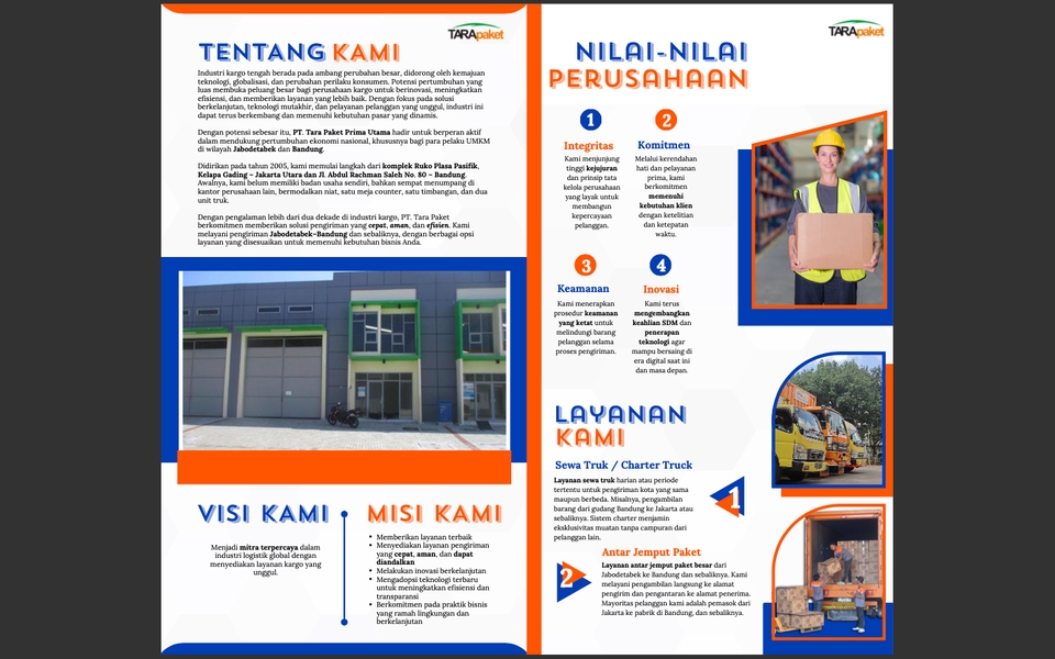 Jasa design company profile perusahaan armada pengantaran.