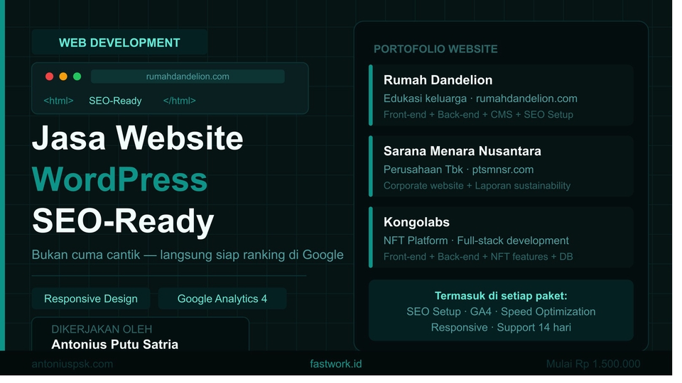 Website Development dari Antonius Putu Satria jauh lebih murah dibanding penyedia jasa yang lain