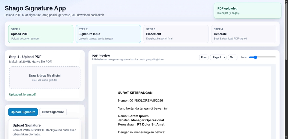 Web Development - Jasa Web App Tanda Tangan PDF (Upload PDF, Draw Signature, Download Hasil) - 3
