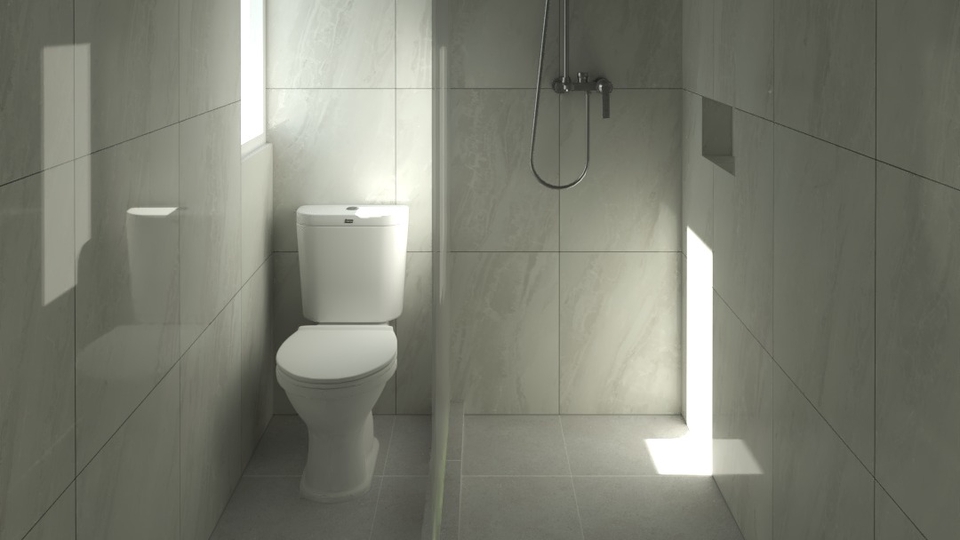 Desain Render Kamar Mandi Minimalis Apartemen