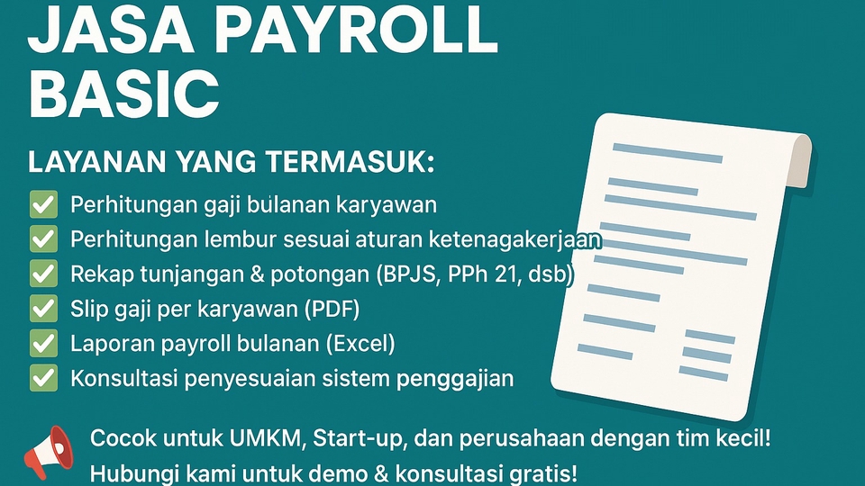 Jasa Basic Payroll untuk karyawan <20
