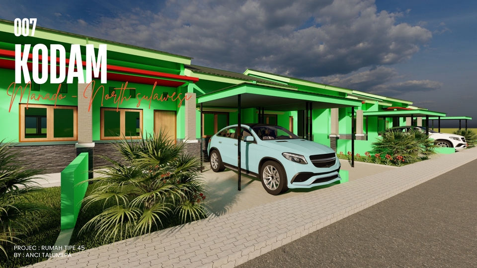3D Rendering - Desain Rumah Dinas - KODAM - 2