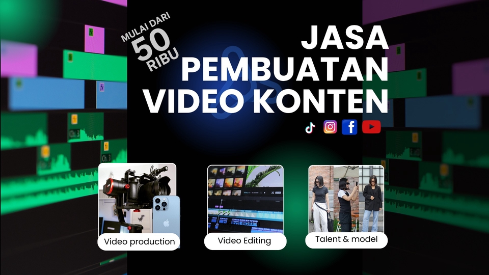 Jasa Editing Video Online Berkualitas & Profesional - Jasa Pembuatan & Editing Konten Sosmed - revisi sepuasnya