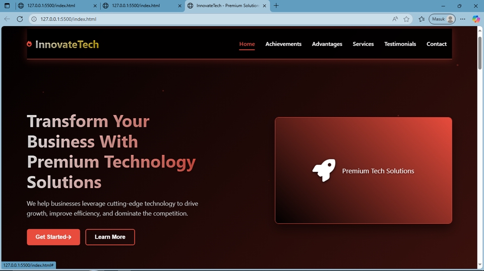Landing page unik hasil coding manual, tampil beda dari template biasa
