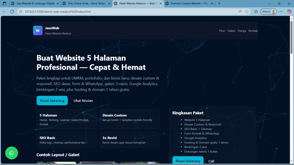 Desain web profesional, responsif di semua perangkat dan ringan diakses