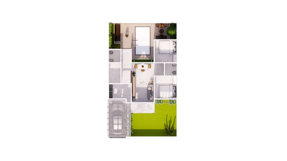 3D & Perspektif - Rumah Minimalis - 3