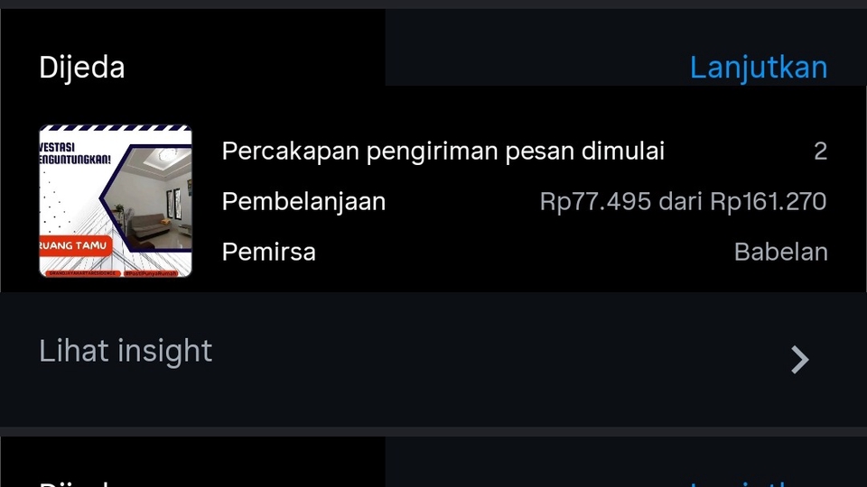 Ini adalah pemasangan iklan real estate di bagian postingan