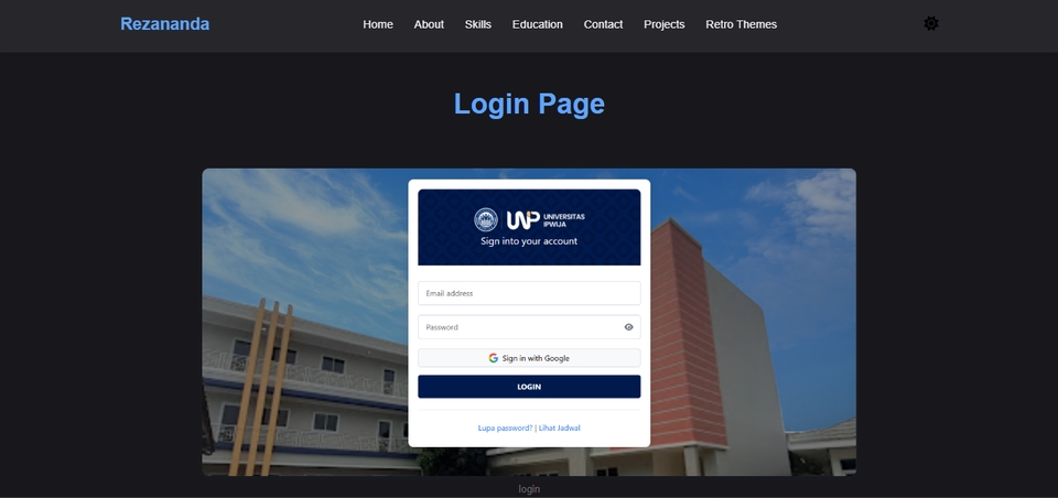 halaman dokumentasi untuk project portfolio dengan foto dan deskripsi