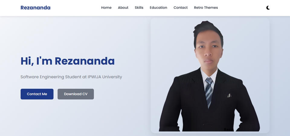 Website portfolio modern dengan admin panel untuk personal branding light mode