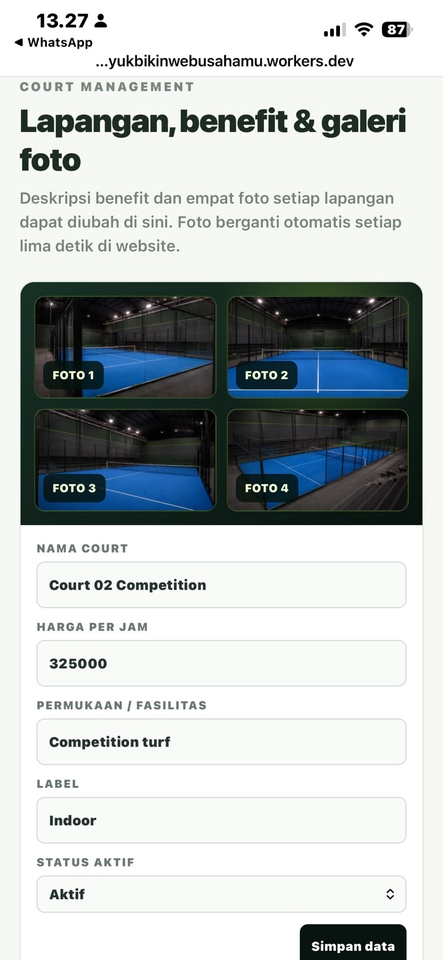 Web Development - Website booking padel dengan jadwal, dashboard admin, dan payment gateway - 10
