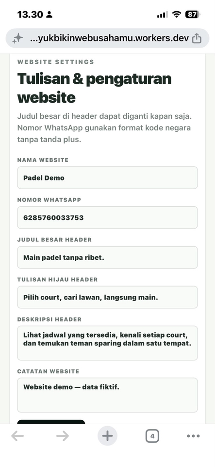 Web Development - Website booking padel dengan jadwal, dashboard admin, dan payment gateway - 13