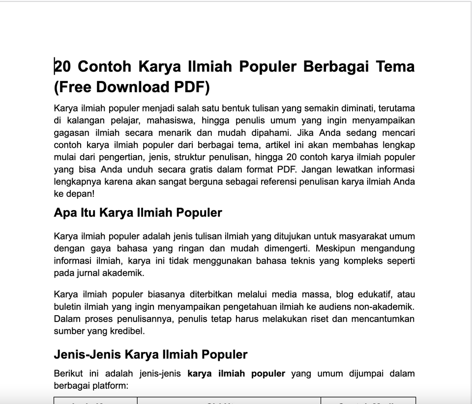 Contoh Tulisan SEO dengan Tema Karya Ilmiah