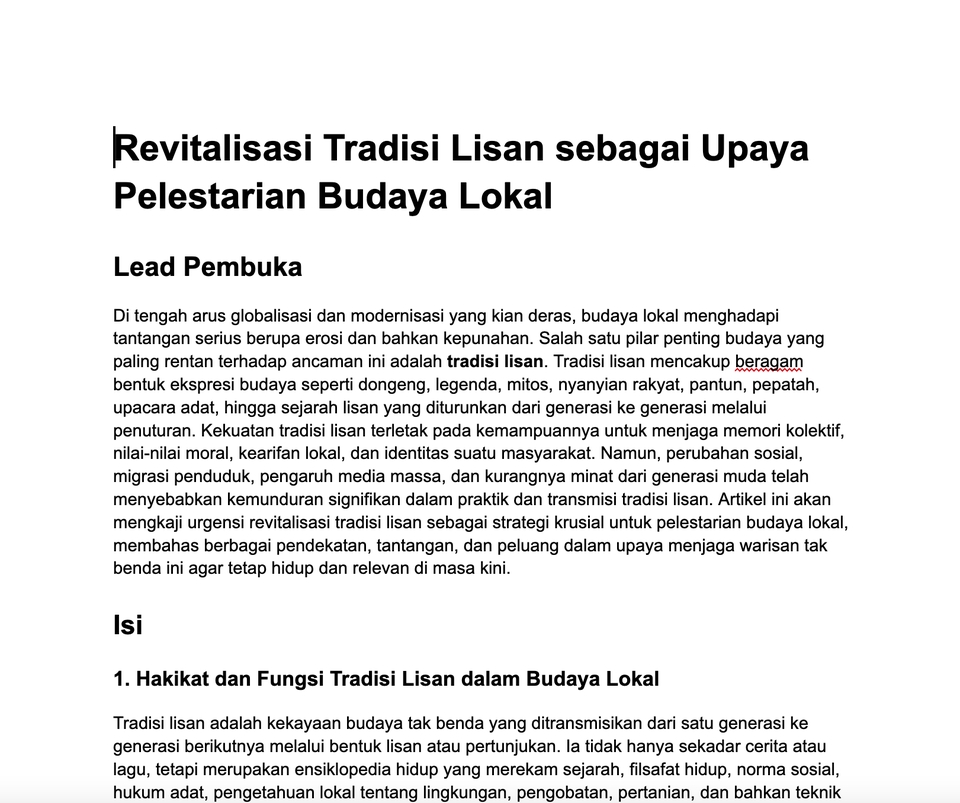 Sontoh Tulisan SEO dengan Tema Budaya