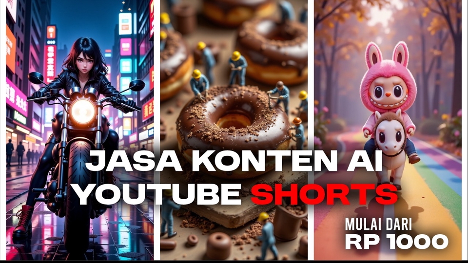 Jasa Pembuatan Video AI Kreatif dan Efisien - Jasa Pembuatan Konten AI Youtube Shorts Tanpa Watermark (PRO-version) Murah!