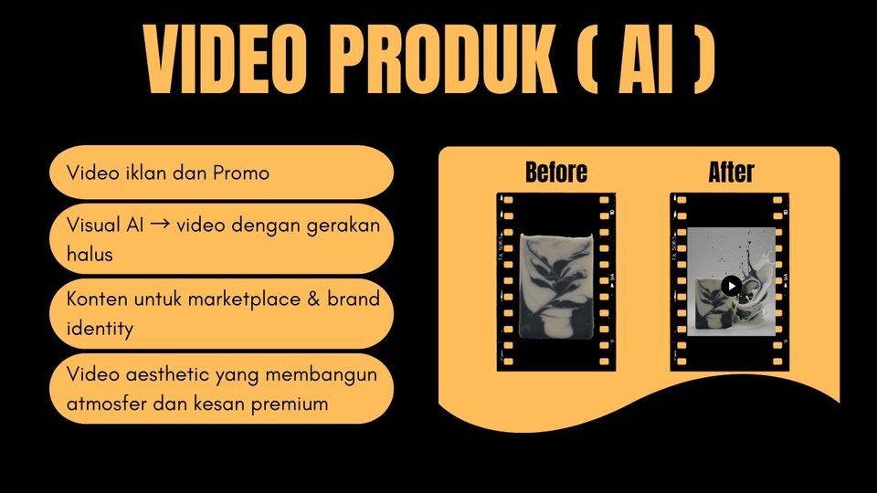 Preview video produk AI dengan tampilan premium, clean, dan aesthetic.