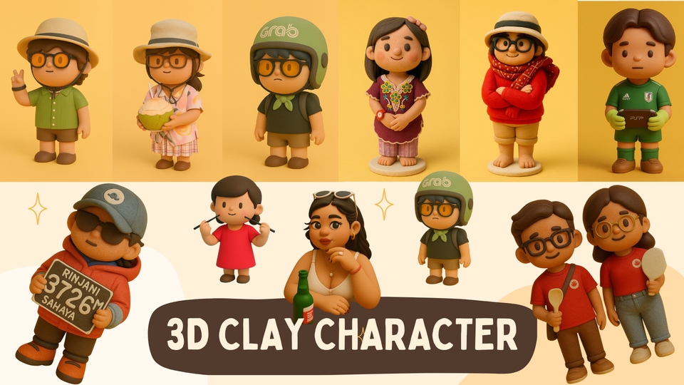 3D clay Character lucu