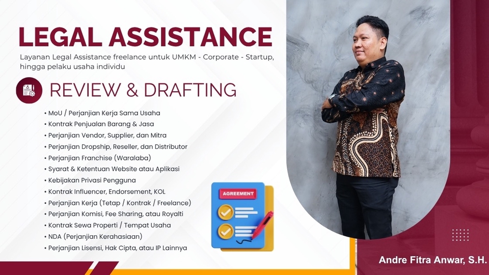 Jasa Perizinan, Pendaftaran Merek hingga Pengurusan NIB & PT - Review dan Drafting Perjanjian/Kontrak Komersial