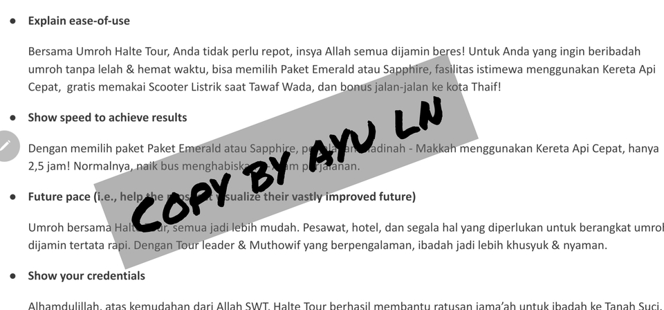 Webcopy untuk produk jasa tour umroh