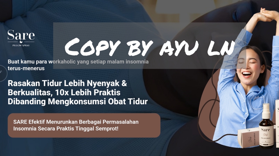 Webcopy yang sudah didesign dalam bentuk landing page untuk produk kesehatan