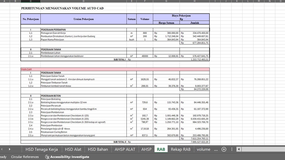 Estimator / RAB / BOQ Teknik Sipil