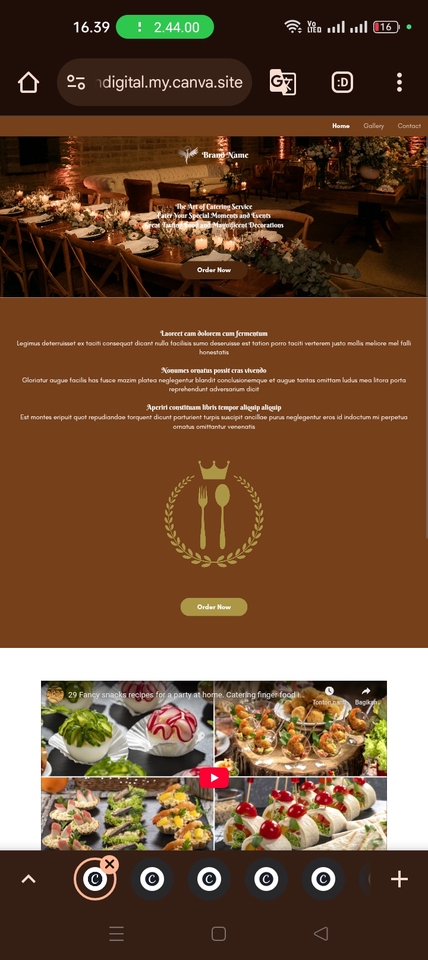 Pembuatan website catering menggunakan Canva