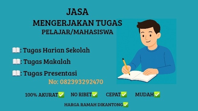 Tugas numpuk? Serahkan aja! Cepat, rapi, harga 45 ribu per halaman. No ribet, tinggal kirim!"

