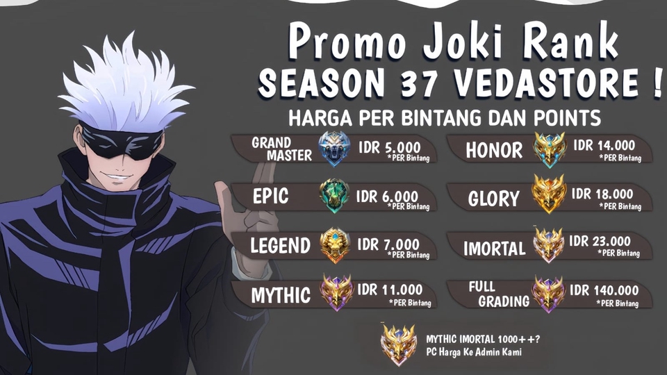 Jasa Joki Mobile Legend untuk Push Rank - JASA JOKI & MABAR MOBILE LEGENDS @VEDASTORE