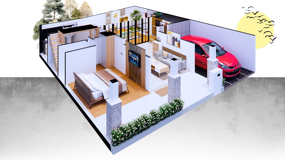 3D Model - JASA 3D MODELING & RENDERING ARSITEKTUR/INTERIOR RAMAH BUDGET - 6