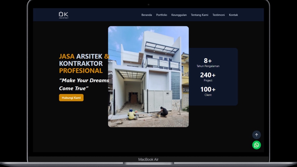 Halaman Landing Company Profile dkarchitect.id di bangun dengan NextJS