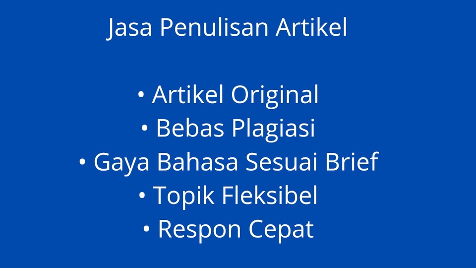Menerima jasa penulisan artikel sesuai brief, topik fleksibel, hasil rapi dan original.