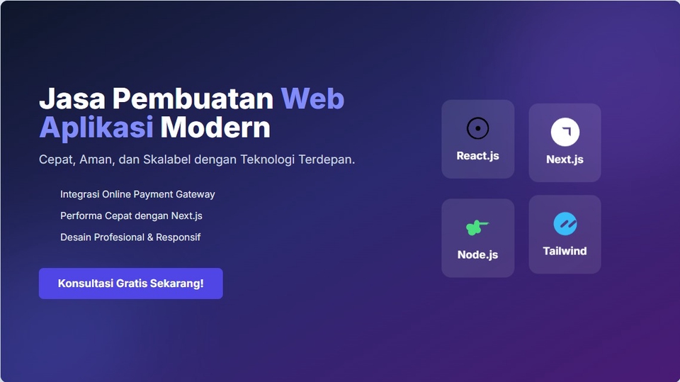 Jasa Web Design / Desain Website Profesional - Jasa Pembuatan Web Aplikasi Modern (React, Next.js, Node.js)