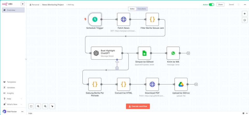 alur workflow flter berita khusus yang bekerja per siklus waktu