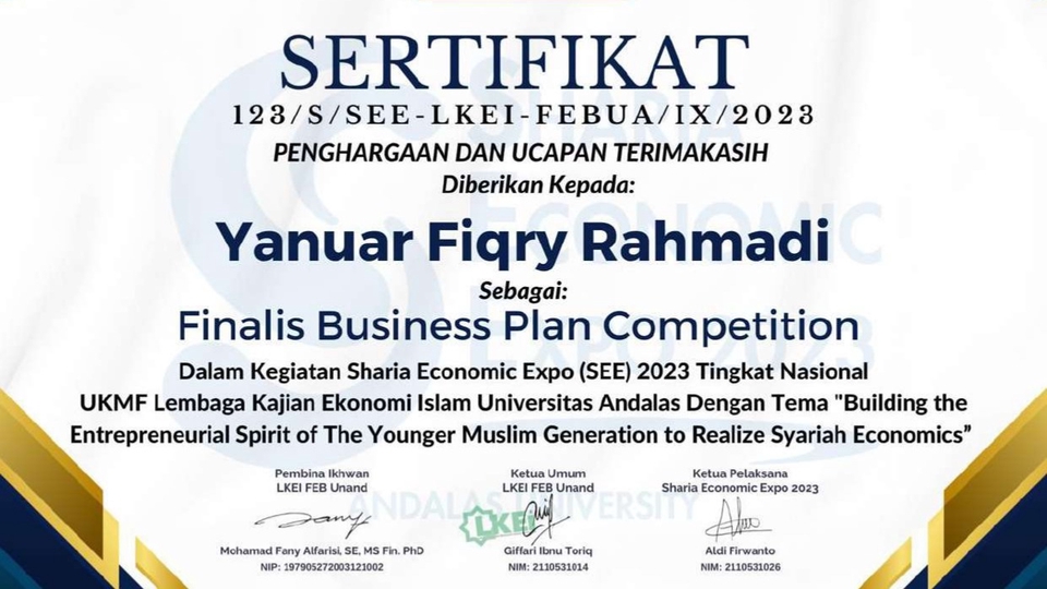 Finalis Business Plan Competition – Sharia Economic Expo 2023