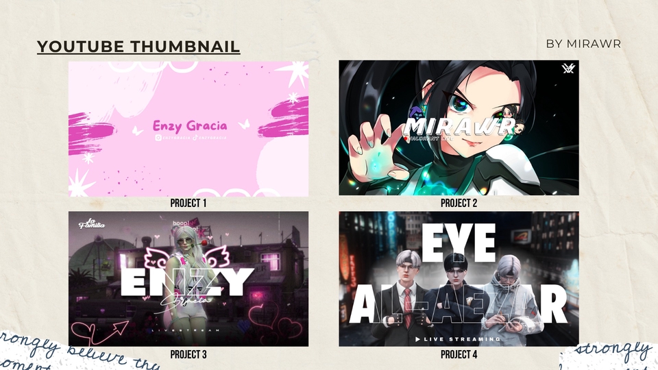 Desain thumbnail YouTube yang menarik, tajam, dan profesional. Sesuai keinginan customer tujuan kami