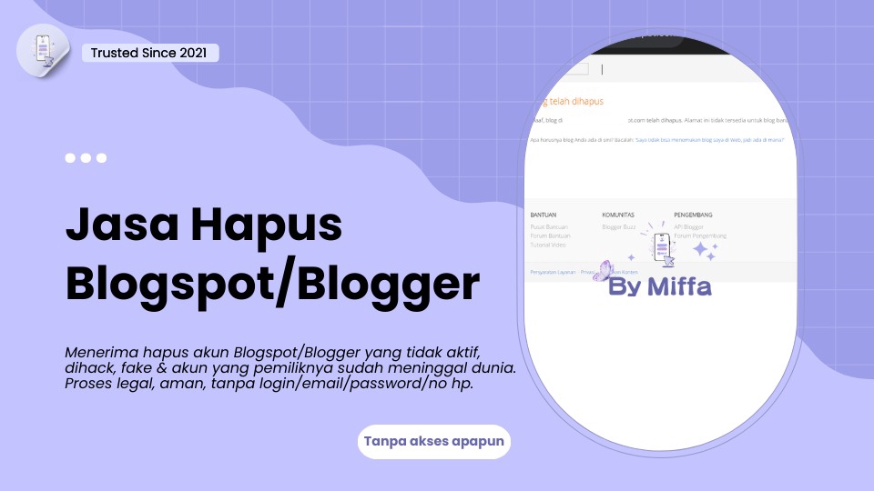 Jasa Lainnya di Gaya Hidup - Jasa Hapus Akun Blogspot/Blogger Tanpa Login