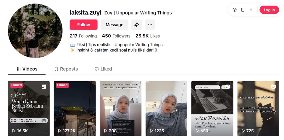 Konten kepenulisan di tiktok