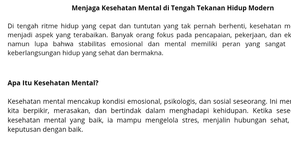 Jasa Content Writer dan Pembuat Artikel Profesional - Penulisan artikel tentang kesehatan mental dan gaya hidup sehat
