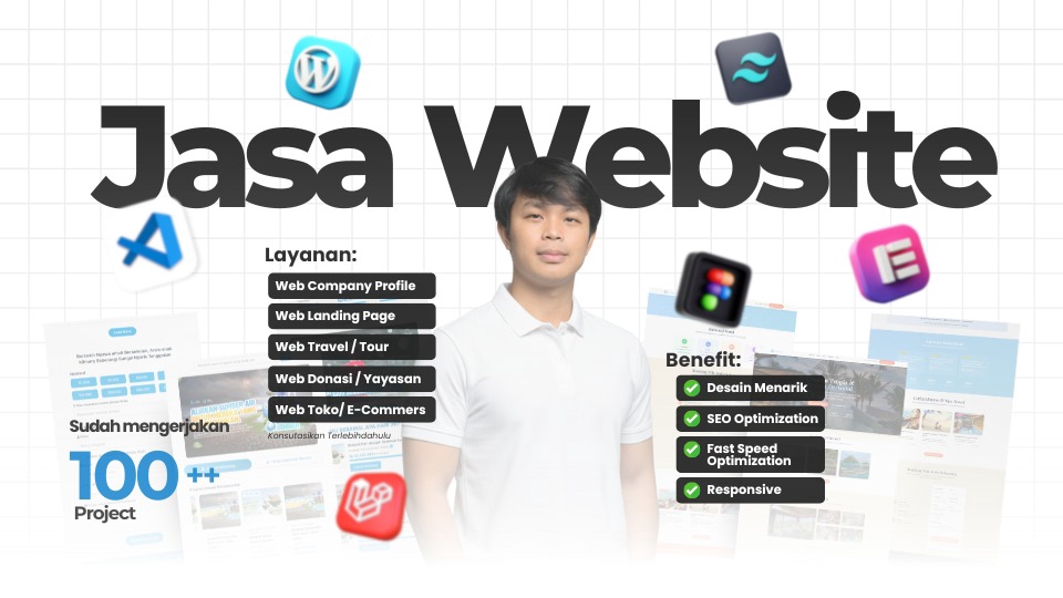 Jasa pembuatan website profesional, landing page, company profile, toko online, WordPress, React