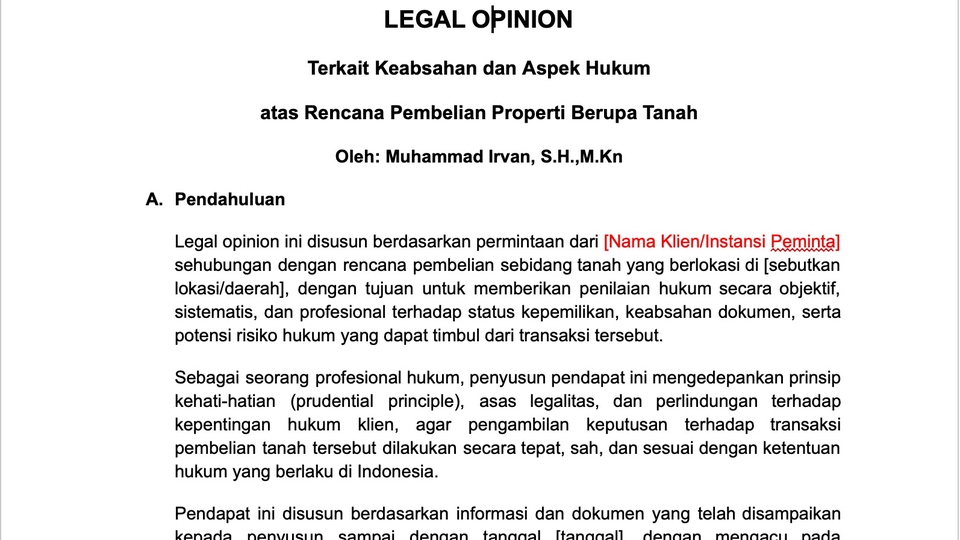 Jasa Pendapat Hukum atau Membuat Legal opinion - Jasa Pembuatan Legal Opinion/ Pendapat Hukum